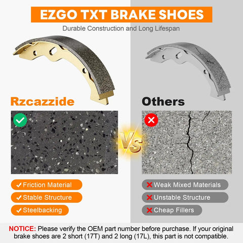 Comparison of friction material for Electric Golf Cart Brake Drum Maintenance Kit For TXT PDS 1997 And Up Not For Gas Models