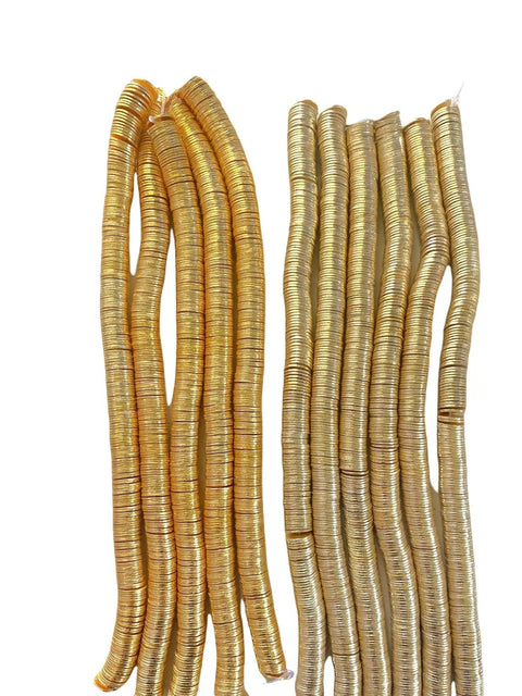 Top Shelf 14K Gold Plated Brass Heishi Spacer Beads For Jewelry Makers With Straight Up Solid Flat Round Coin Discs stringing supply.