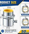50 Pack Emt Set Screw Connector Three Quarter Inch Steel Electrical Conduit Coupling size details with measurements for installation.