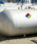 Large tank displaying NFPA Adhesive Label Kit With Placards Digits And Symbols Seventeen Inch Tall Diamond Laminated Vinyl For Field Signs