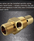 Pro Grade Brass Air Compressor Check Valve Replacement With One Half Inch Tank Npt Three Eighths Inch Tube One Eighth Inch Npt Unloader Port One Way Flow Control Valve close-up