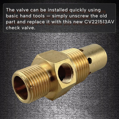 Pro Grade Brass Air Compressor Check Valve Replacement With One Half Inch Tank Npt Three Eighths Inch Tube One Eighth Inch Npt Unloader Port One Way Flow Control Valve close-up