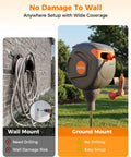 Comparison of wall mount and ground mount Retractable Garden Hose Reel with 360 Degree Swivel and 82 Feet of Half Inch Hose.
