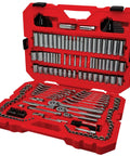 Pro Grade Mechanics Tool Set 189 Piece With One Quarter Inch Three Eighths Inch And One Half Inch Drive Sockets And Wrenches in case
