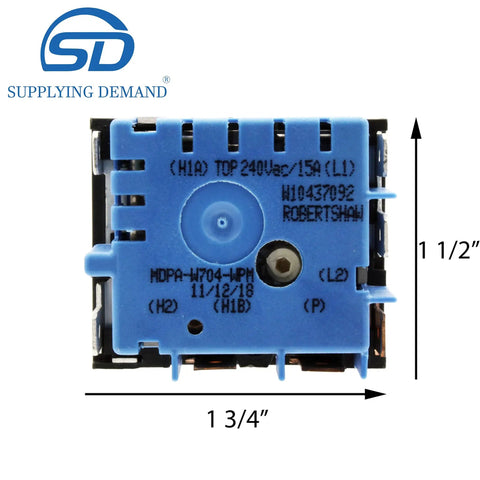 Drop In Infinite Control Switch Replacement For Electric Range Cooktop W10857622 W10437092 Model Specific Not Universal
