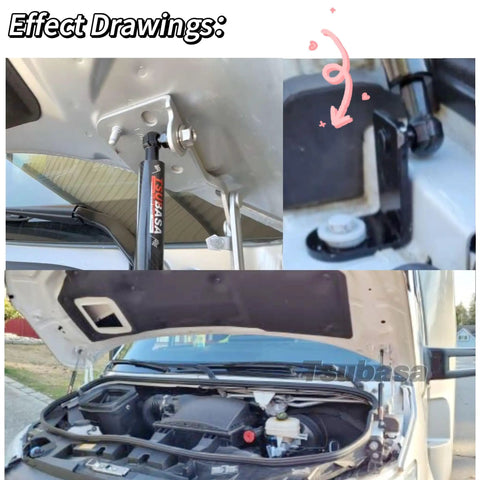 Lift Supports For Mercedes Sprinter 907 910 VS30 2018 Through 2024 Front Hood Gas Struts Shock Dampers installation view