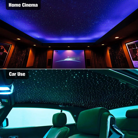 Lit 400 Piece Starlight Fiber Optic Headliner Kit 9.8 Feet Long 0.03 Inch Diameter RGBW Roof Lights for home cinema and car use