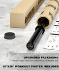Beefy Heavy Duty 4 Foot Barbell For Strength Training And Olympic Lifts, 2 Inch Sleeve, Pro Grade Home Gym Bar packaging and poster
