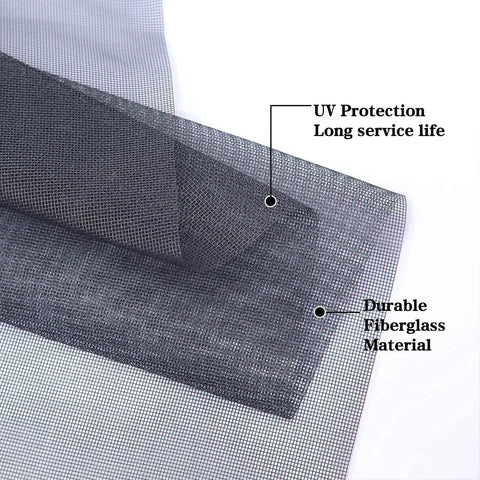 Close-up of charcoal fiberglass mesh from All In One Window Screen Repair Kit With 48x118 Charcoal Fiberglass Mesh And Rolling Tool Spline Cutter Ruler Hook