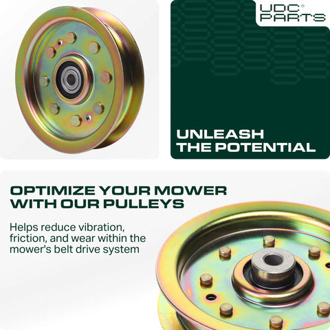 Beefy Replacement Idler Pulley For Lawn Tractors With 42 To 54 Inch Decks, Fits 956-04129, steel material close-up view