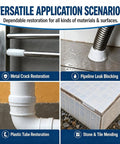 Straight Up Tough Steel Reinforced Epoxy Putty, Heavy Duty Two Part Adhesive Clay Filler For Bonding Metal Wood Plastic And Drywall in use for metal crack restoration and pipeline leak blocking.