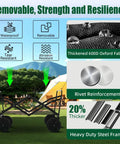 Heavy Duty Collapsible Wagon Cart Foldable 37 Inch Long Frame With 480 Lb Capacity next to camping tent in outdoor setting