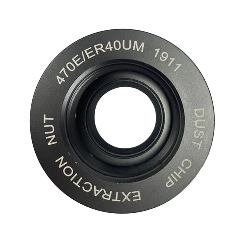 ER40 Dust Chip Extraction Nut for Woodworking CNC Tool Milling Cutter With Wrench, heavy-duty alloy body, top view
