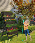 Five Tier Vertical Garden Planter With Wheels For Indoor Outdoor Use Level Grow Bed With Five Container Boxes in garden