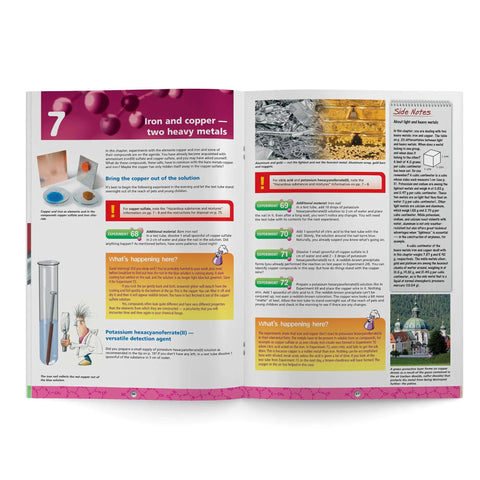 80-page lab manual from Chemistry Kit For Home Lab With 125 Experiments, featuring detailed instructions and illustrations.