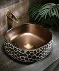 USZWBY Bathroom Vessel Sink 16.9 X 5.9 Inch Bathroom Sink Ceramic Vessel Sink with modern design and bronze finish.
