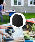 Heavy Duty Miter Saw Cover Waterproof Dust Shield Top Shelf Shop Bag Drawstring Locks for snug fit on tools at worksite.