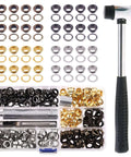 200 Piece Thickened Grommet Eyelets Kit 5/16 Inch With 4 Piece Installing Tool And Washers in multiple colors with tools visible