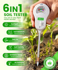 6 In 1 Soil Tester With Three Probes For Moisture, PH, Fertility, Sunlight, Temperature And Humidity in a garden