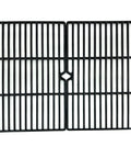 Premium Porcelain Coated Cast Iron Cooking Grates Set Of Two Twelve And Three Eighths By Nineteen And One Quarter Inches shown from above, displaying their grill bar design.