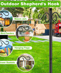 Two Pack 90 Inch Bird Feeder Pole With Five Prongs Base Heavy Duty Double Shepherds Hooks for garden hanging lanterns and pots