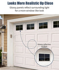 Faux Mirror Garage Window Panels Kit, 32-Piece Magnetic Window Inserts For 2-Car Garage Doors, glossy reflective surface, 6x4 in.