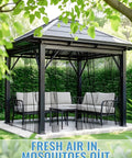 Two Pack Nearly Invisible Mosquito Net For Patio 13 By 10 Feet Mesh Screen installed on outdoor gazebo, black