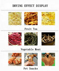 Drying effect display of fruits, herbs, and pet snacks using the Professional Stainless Steel 5 Tray Food Dehydrator With Smart Touch Panel And Precise Heat Controls Using Horizontal Airflow To Dry Fruits Vegetables Herbs And Homemade Jerky As A Hella Top Shelf Win.