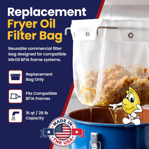 Heavy Duty Micro Mesh Fryer Oil Filter Bag For Commercial Kitchens Keeps Cooking Oil Clean And Crisp Extra Fine Strainer fits 16 qt