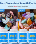 Image showing before and after effects of 10Lb Rock Tumbler Grit And Polish Refill Kit With 4 Step Grits For Up To 70 Lbs Rocks.