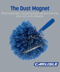 Round Duster Head With Soft Flagged Bristles In Blue 9 Inch 12 Pack For Ceiling Dusting Vents And Overhead Surfaces No Fuss Dusting With Broad Coverage And Easy Reach. Blue 7-inch round duster head with ACME threaded handle and soft PVC bristles