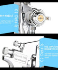 Professional Pressure Feed Air Spray Paint Gun Featuring Precision Nozzle for adjustable mist and spray amplitude details.