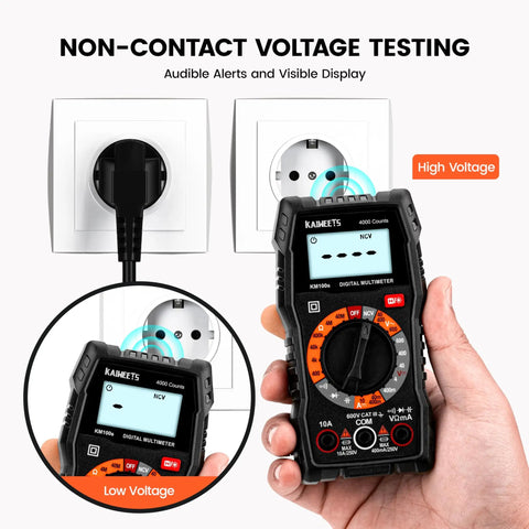Pro Grade Digital Multimeter 4000 Counts for Home and Auto Use, Voltage Tester With ACDC Readings, Ohms, Continuity, Diode, Capacitance, NCV, Handy Battery Indicator, DIY Electrical Tool testing outlet voltage