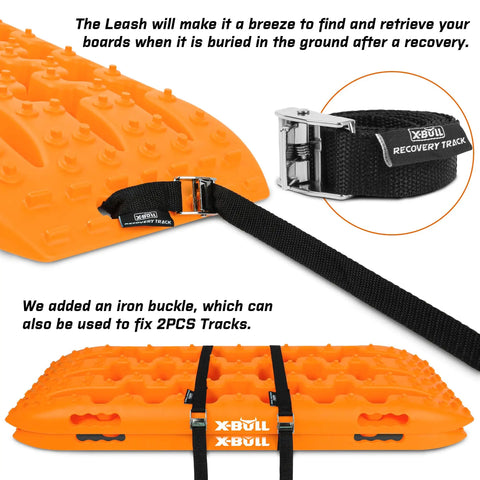 Beefed Up Off Road Recovery Traction Tracks For Sand Snow Mud 4x4 Vehicles Orange Nylon Tire Ladder With U Shaped Grip visible
