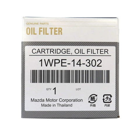 Box of Mazda Oil Filter Cartridge Genuine OEM Factory Part Exact Fit For Mazda Cars And SUVs Durable High Quality No Aftermarket Junk