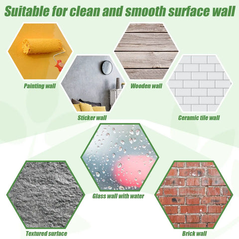 Hexagons showing surfaces suitable for Tree Wall Decal Set With Acrylic 3D Mirror Panels And Photo Frames