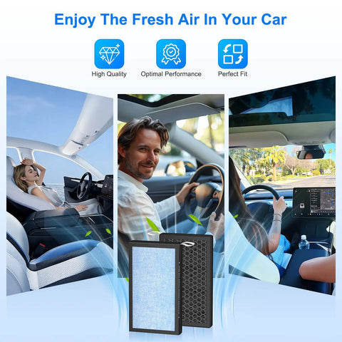 Tesla Model 3 And Model Y Cabin Air Filter Upgrade 3 In 1 Filtration System True HEPA And Activated Carbon 2 Pack For 2016 2025 Models