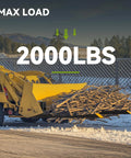 Tractor with 43 Inch Clamp On Pallet Forks For Tractor Bucket, Heavy Duty 2000Lb Quick Attach For Skid Steer Loader loaded with branches