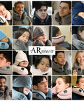 Collage of diverse people using Bluetooth Music Neck Pillow With Built In Speaker For Travel Sleep On Planes Trains Cars And Buses