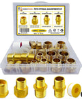 A Must Have Brass Fittings Kit 24 Piece NPT Adapters And Nipples Set For Pipework Compressed Air Refrigeration Hydraulics