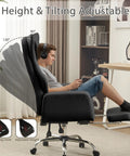 Man relaxing in Ergonomic Cross Legged Office Chair With Footrest For Big And Tall Folks, reclining at 155 degrees.