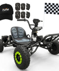 Electric Go Kart For Adults And Teens, 48V 20Ah Battery, 2000W Motor, black frame, green 6-inch all-terrain tires, racing gear included