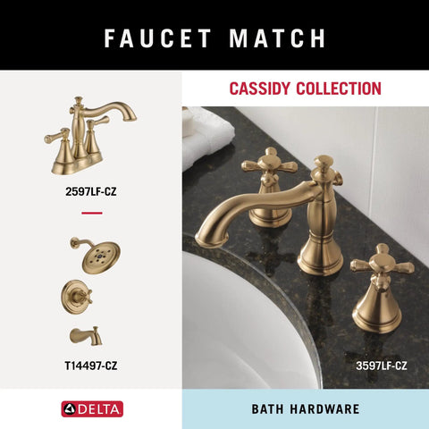 Champagne Bronze Single Post Toilet Paper Holder Wall Mount From Cassidy Collection shown with matching faucet set.