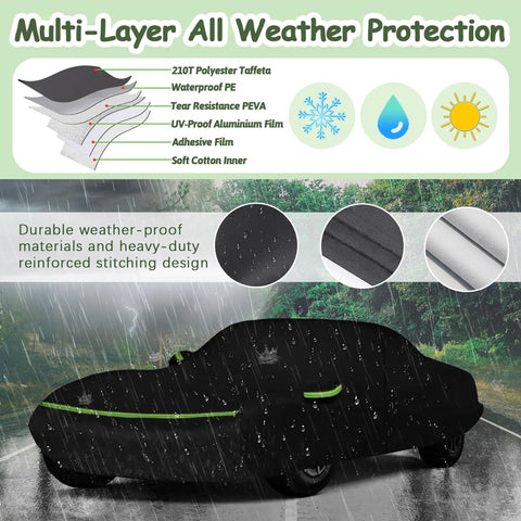Six Layer 210T Waterproof Car Cover For 1968 1982 Corvette C3 showing multi-layer protection and rain resistance.