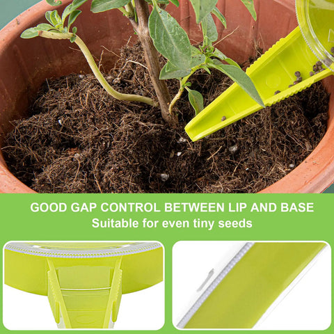 Handheld Seed Dispenser Tool 6 Pack Garden Seeder Sower with Five Dial Settings for small seeds in pot soil, light green