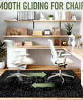 Office setting with 36x48 Inch Office Chair Mat for Hardwood Floors Non Slip Desk Rug, shown with a rolling chair on top.