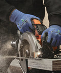 Cutting wood using saw with 60 Pairs ANSI A7 Cut Resistant Gloves For Men And Women, Touchscreen Ready, reinforced thumb, CR7121 XL