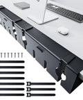 No Drill Under Desk Cable Tray Clamp On Metal Wire Organizer for Office and Home 16.9 x 5.9 x 4.7 Punch Free Cable Management Tray 2 Pack