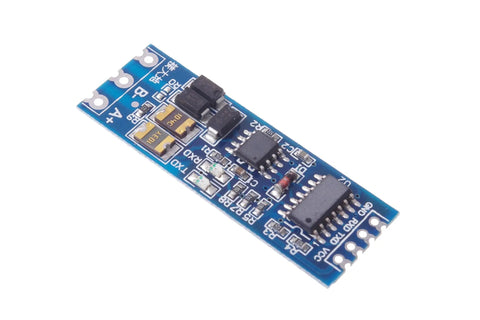 TTL To RS485 Adapter For Serial Port UART Level Converter Module with visible RXD and TXD LEDs, blue circuit board