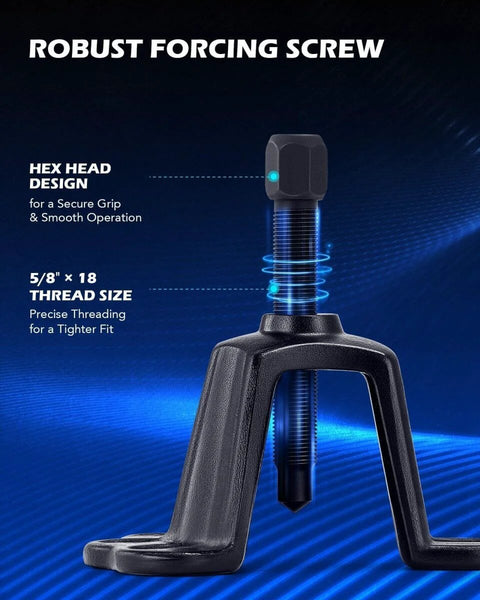 Close-up of Beast Heavy-Duty Universal Front Wheel Hub Puller Set with hex head design featuring 5/8 x 18 forcing bolt.
